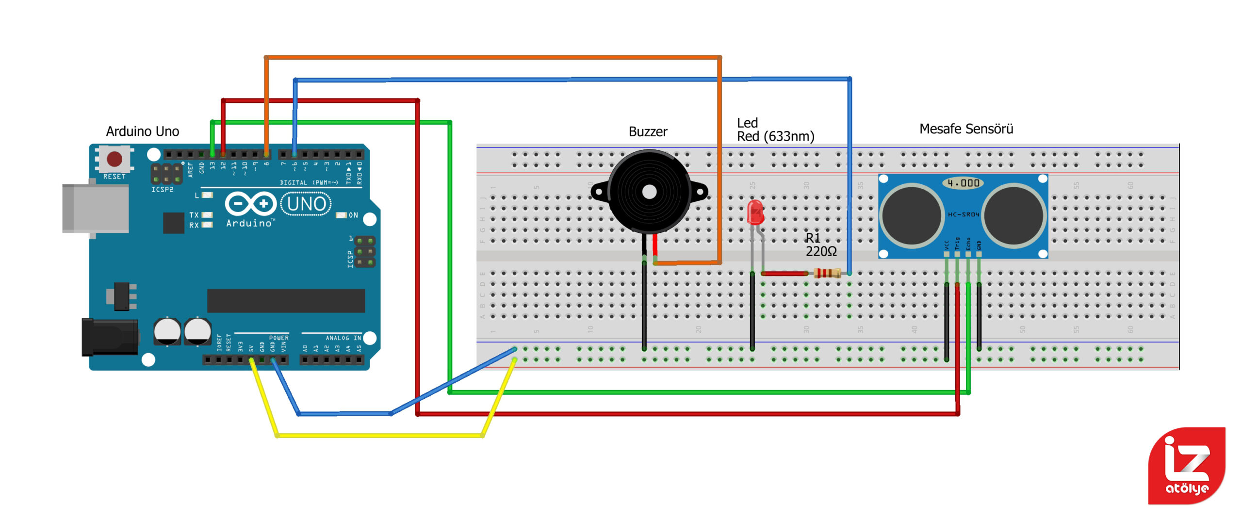 Ultrasonik Sensör Ile Arduino Alarm Projesi Ultrasonik sensör ile arduino alarm projesi