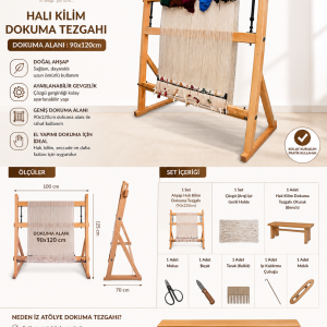 Halı Kilim Dokuma Tezgahı ( Dokuma Alanı : 90x120cm )