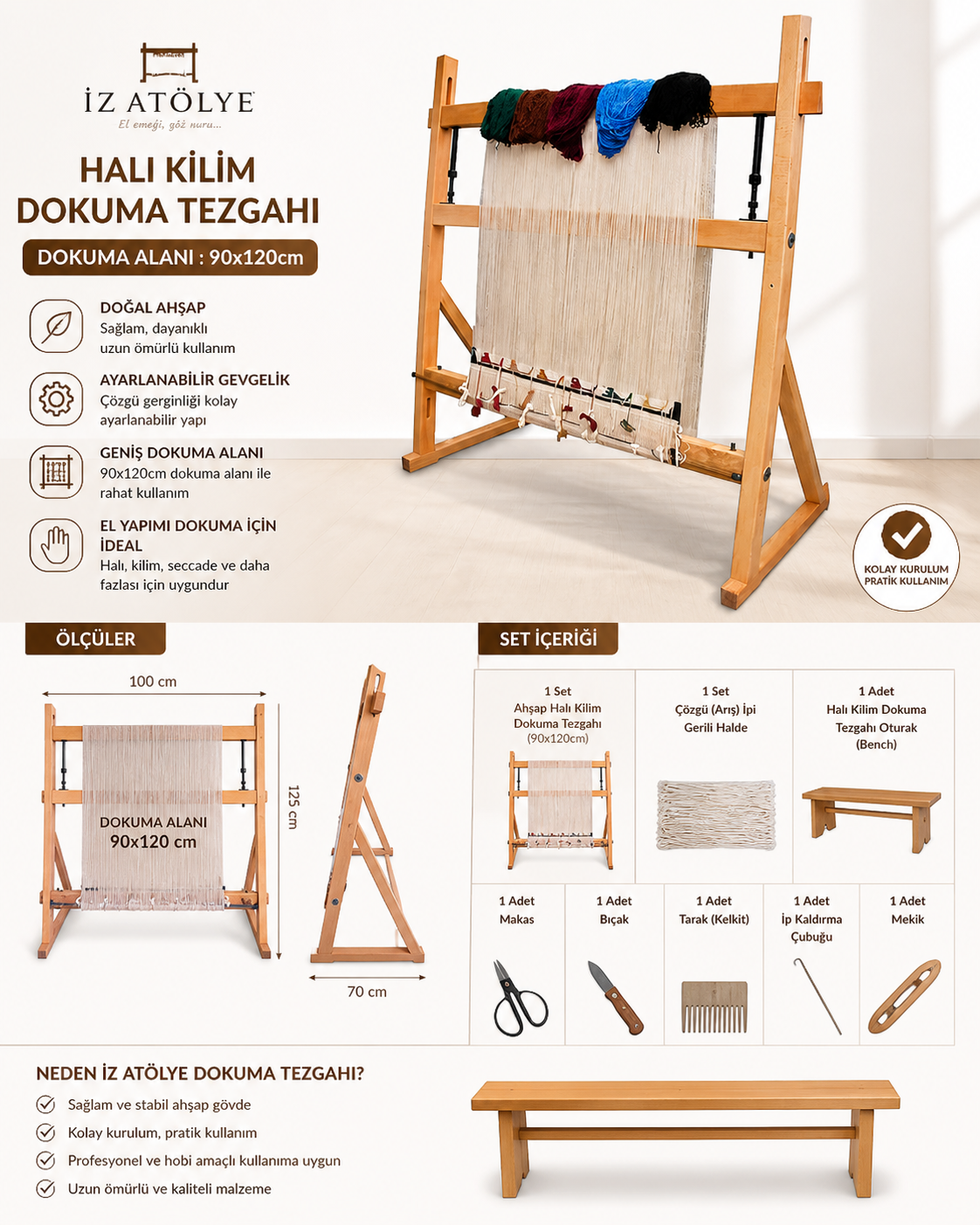 Halı Kilim Dokuma Tezgahı ( Dokuma Alanı : 90X120Cm ) Halı kilim dokuma tezgahı ( dokuma alanı : 90x120cm )