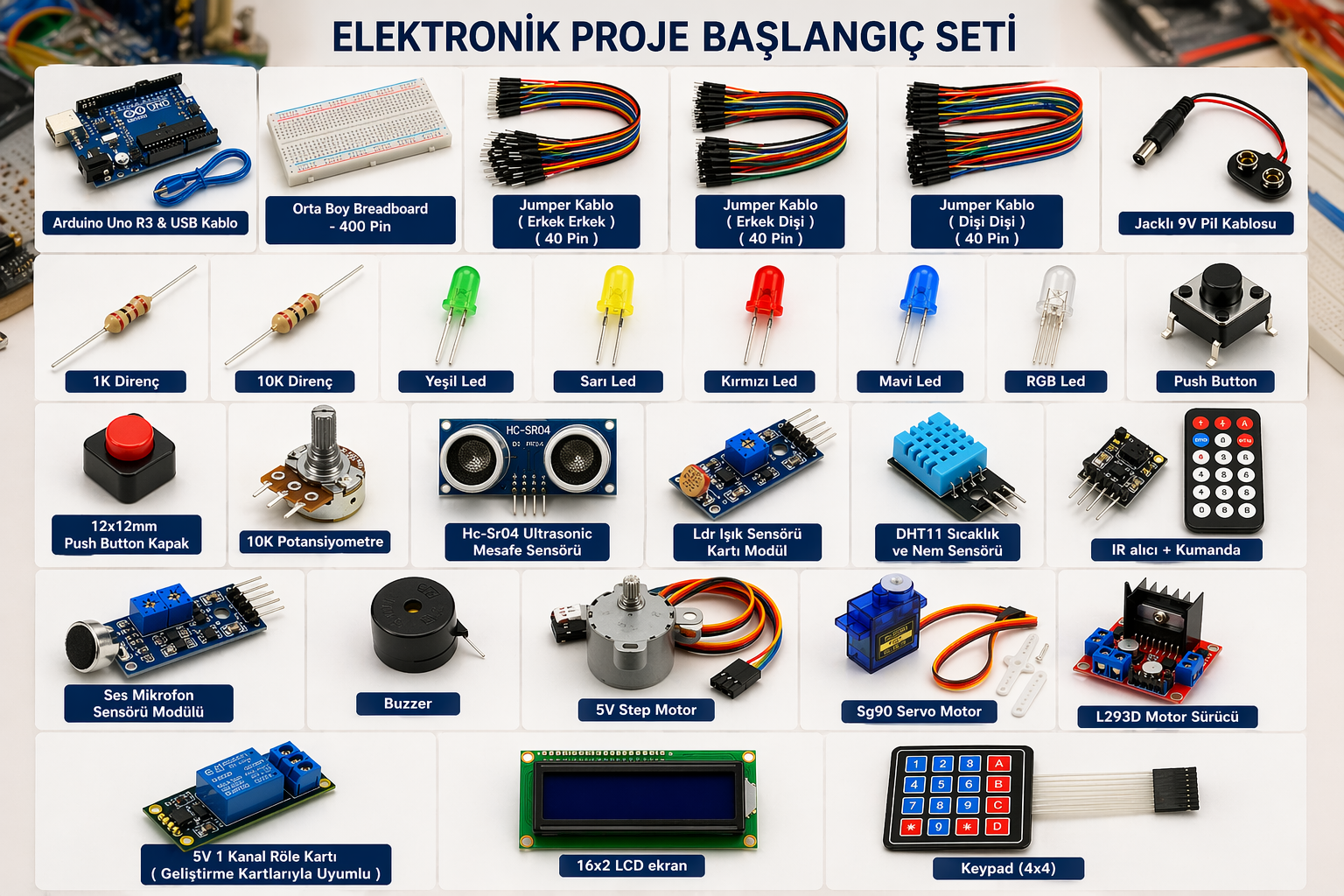 Arduino uno kodlama ve proje geliştirme kiti senyap set