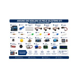 Arduino uno kodlama ve proje geliştirme kiti (senyap set + e-kütüphane erişimi)