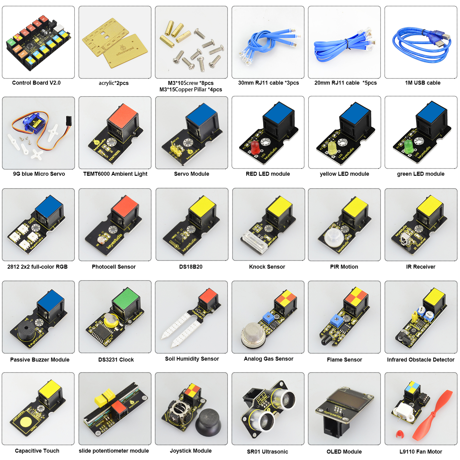 Arduino senyap kolay kodlama kiti ( easy plug, başlangıç, 21 modül )