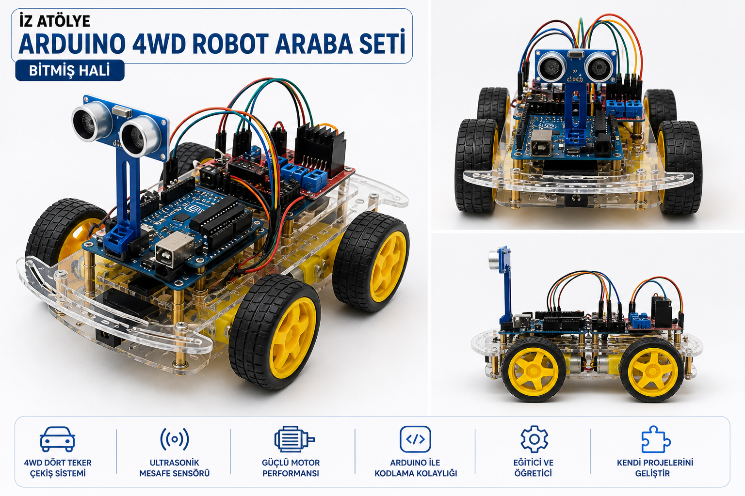 Arduino 4wd robot araba seti