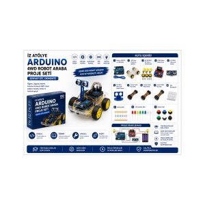 İz Atölye Arduino 4WD Robot Araba Seti ( Senyap Set, Demonte )