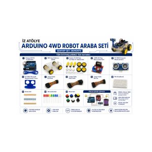 İz atölye arduino 4wd robot araba seti ( senyap set, demonte )