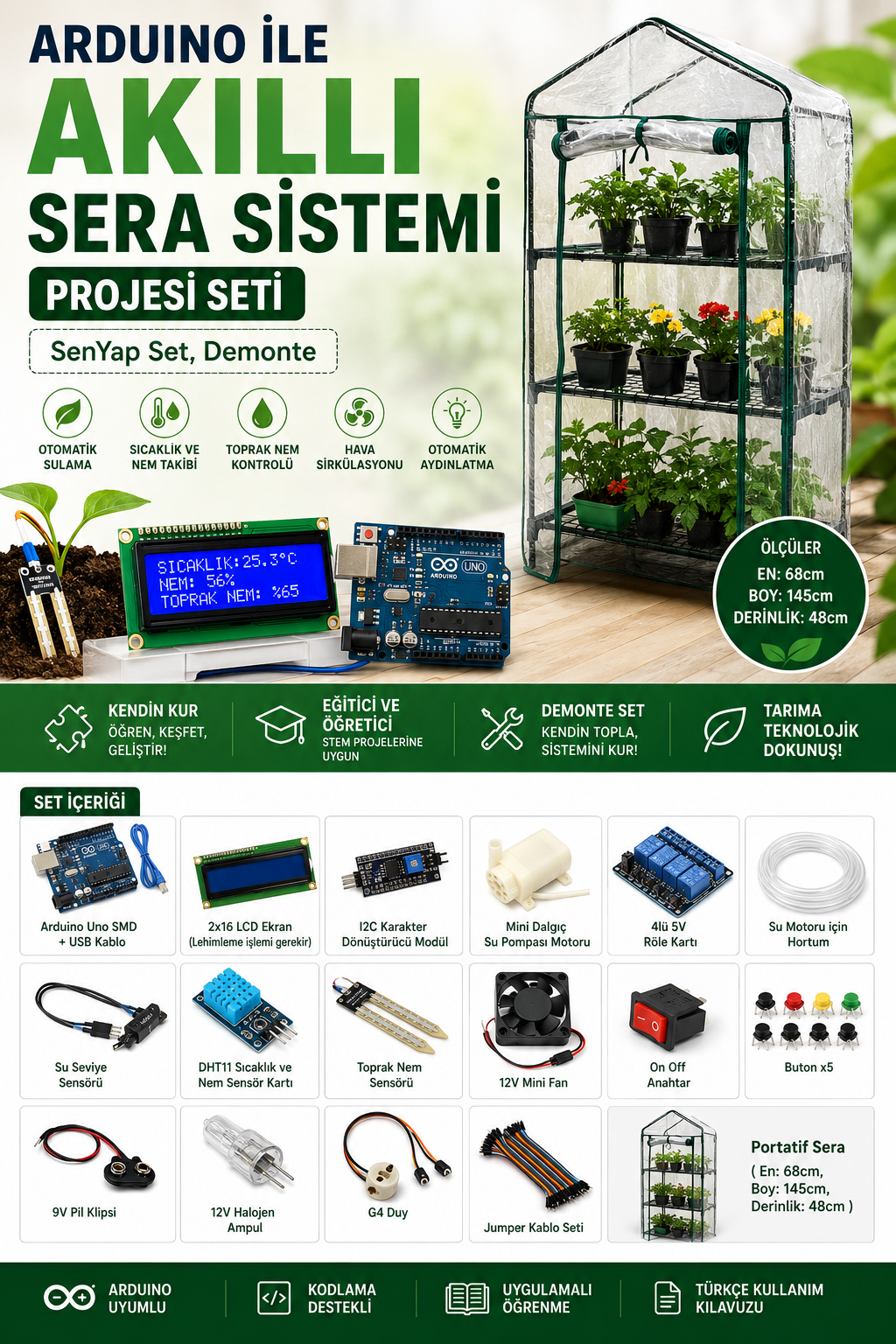 İz atölye arduino ile akıllı sera sistemi projesi seti