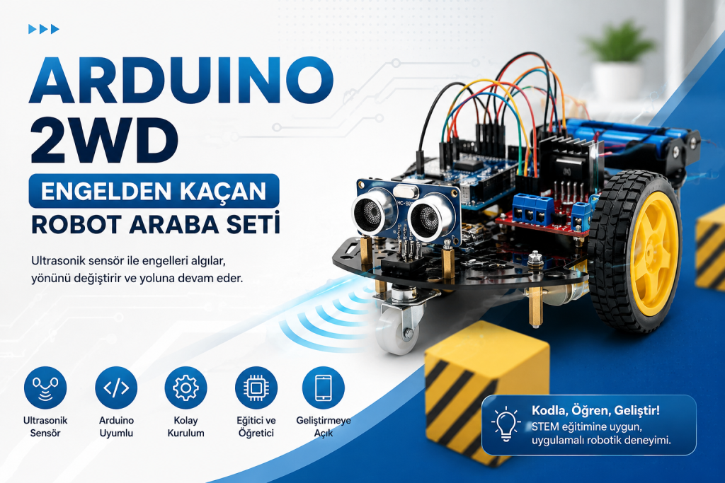 Arduino 2WD Engelden Kaçan Robot Araba Seti Montaj ve Devre Şeması